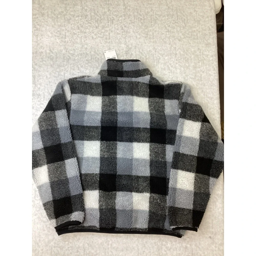 Nike Mens Club Fleece+ 1/2 Zip Winterized Plaid Sherpa Pullover FZ0896-010 M